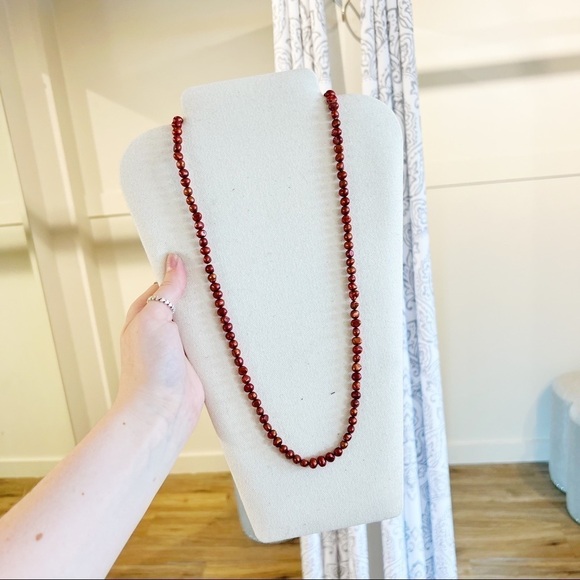 Freshwater Pearl Red Linear Necklace - Picture 1 of 2
